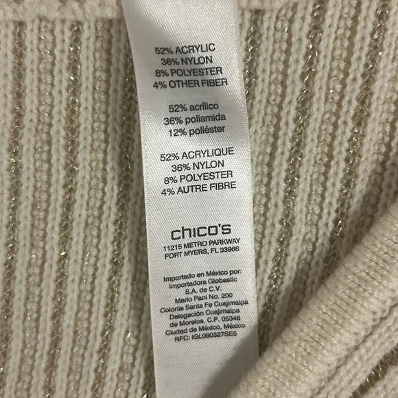 {Chico's} Ivory Knit Striped Tunic Sweater - Picture 5 of 5